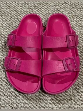Birkenstock Arizona EVA Hot Pink Double Buckles Slide Sandals size 33 (US2-2.5)